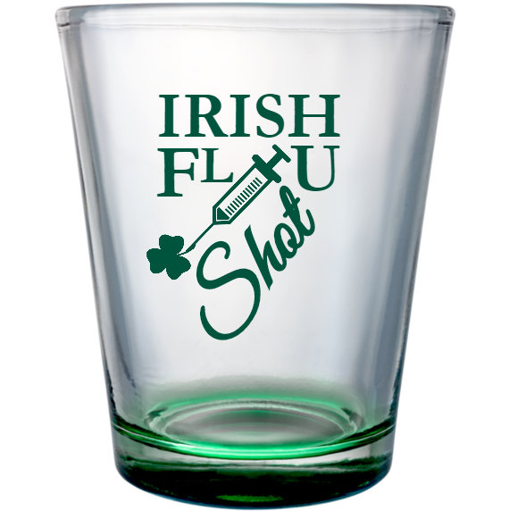 St. Patrick's Day Irish F L U Shot Custom Clear Shot Glasses- 1.75 oz. Style 116751