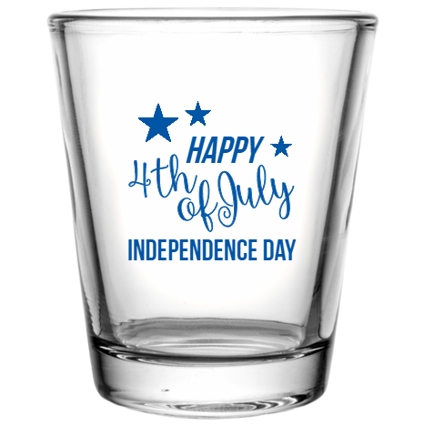 Fourth Of July Happy 4th Independence Day Custom Clear Shot Glasses- 1.75 oz. Style 107660