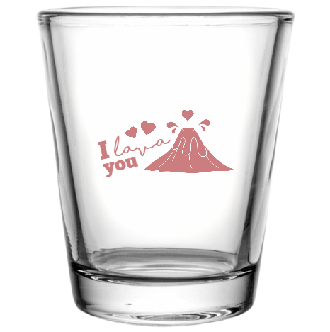 Happy Valentine\'s Day Lava You Custom Clear Shot Glasses- 1.75 oz. Style 115989