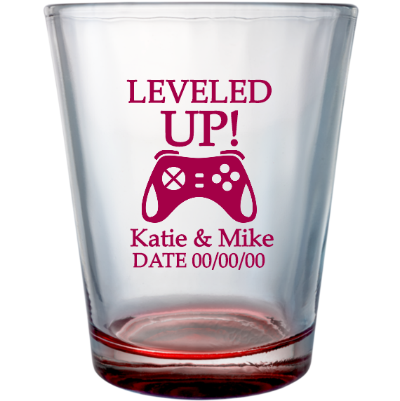 Wedding Leveled Up Katie Mike Date 000000 Custom Clear Shot Glasses- 1.75 oz. Style 116862