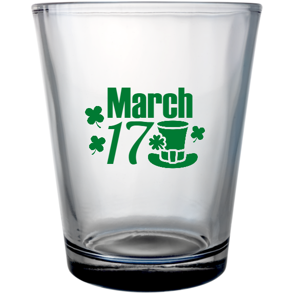 St Patrick Day March 17 Custom Clear Shot Glasses- 1.75 oz. Style 130675