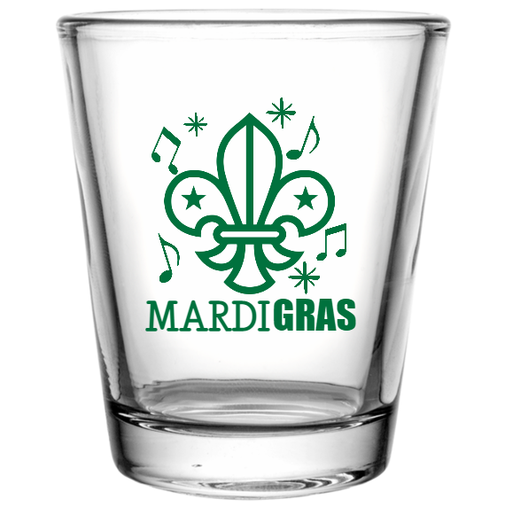 Mardi Gras Custom Clear Shot Glasses- 1.75 oz. Style 130657