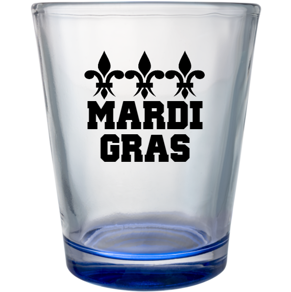 Mardi Gras Custom Clear Shot Glasses- 1.75 oz. Style 130504
