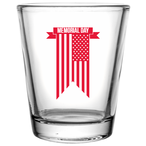 Memorial Day Custom Clear Shot Glasses- 1.75 oz. Style 106818