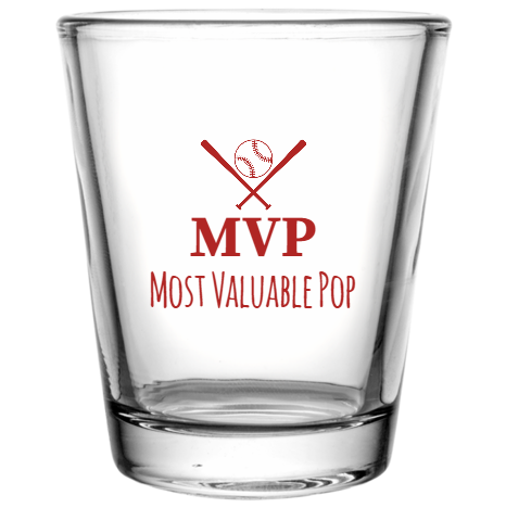 Happy Fathers Day Mvp Most Valuable Pop Custom Clear Shot Glasses- 1.75 oz. Style 107549