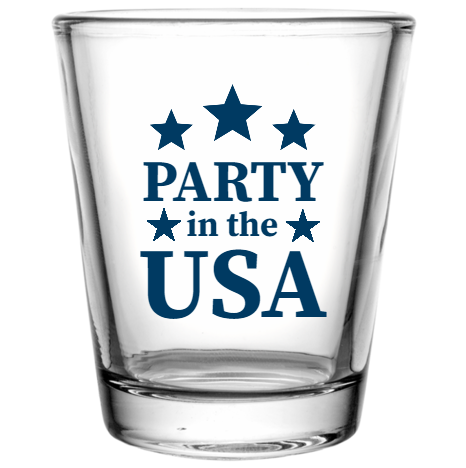 Fourth Of July Party In The Usa Custom Clear Shot Glasses- 1.75 oz. Style 107821