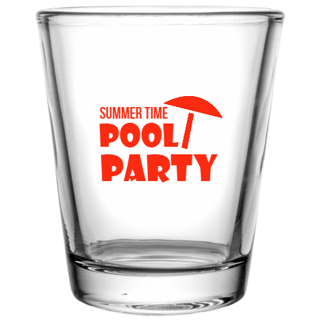 Pool Party Summer Time Custom Clear Shot Glasses- 1.75 oz. Style 107066