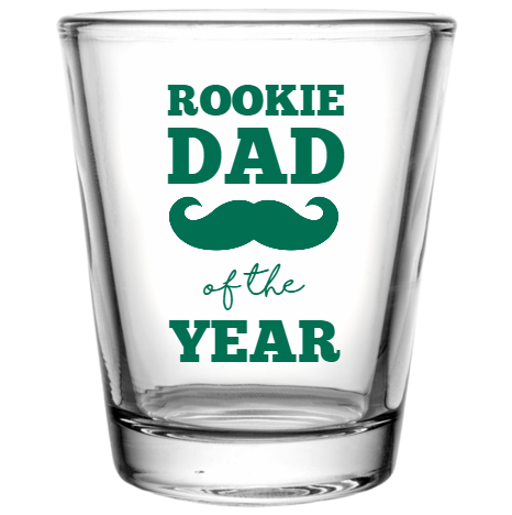 Happy Fathers Day Rookie Dad Year Of Custom Clear Shot Glasses- 1.75 oz. Style 107557