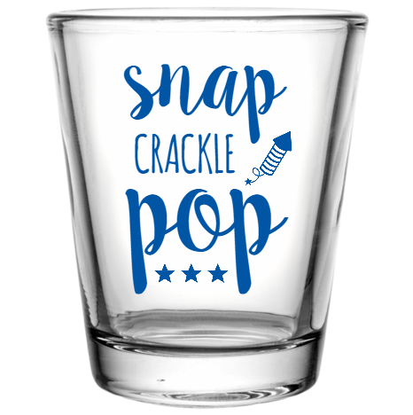 Fourth Of July Snap Pop Crackle Custom Clear Shot Glasses- 1.75 oz. Style 107917