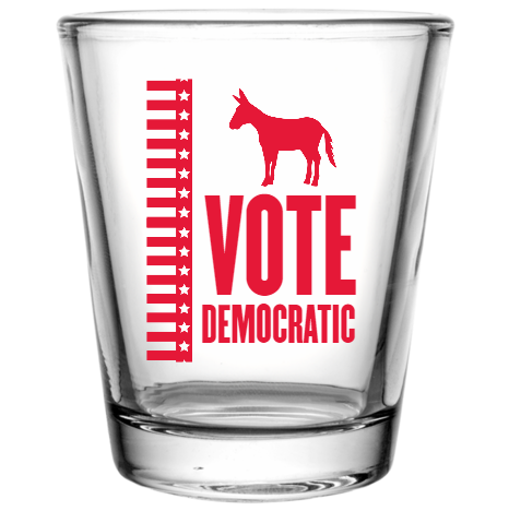 Political Vote Democratic Custom Clear Shot Glasses- 1.75 oz. Style 109780