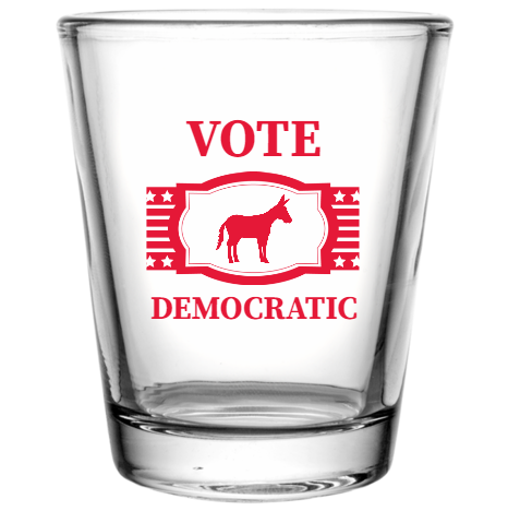 Political Vote Democratic Custom Clear Shot Glasses- 1.75 oz. Style 109761