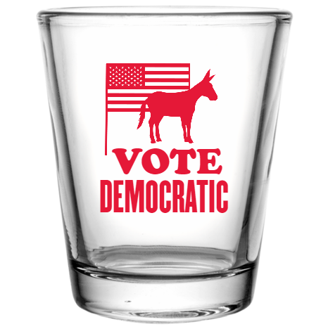 Political Vote Democratic Custom Clear Shot Glasses- 1.75 oz. Style 109733