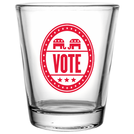 Political Vote Custom Clear Shot Glasses- 1.75 oz. Style 109889