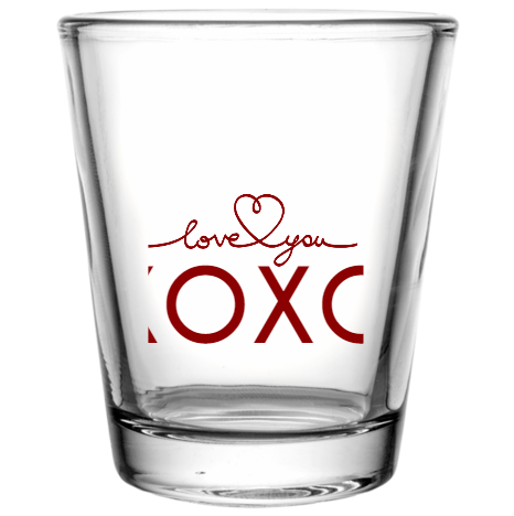 Happy Valentine\'s Day Xoxo Valentines Party 02 - 14 19 Custom Clear Shot Glasses- 1.75 oz. Style 100570