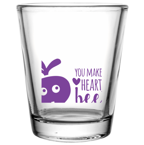 Happy Valentine\'s Day You Make My Heart Beet Custom Clear Shot Glasses- 1.75 oz. Style 100941
