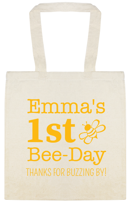 Birthday Bee-day Emmas 1st Thanks For Buzzing By Custom Everyday Cotton Tote Bags Style 114999