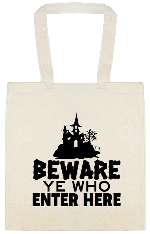 Halloween Beware Ye Who Enter Here Custom Everyday Cotton Tote Bags Style 143280