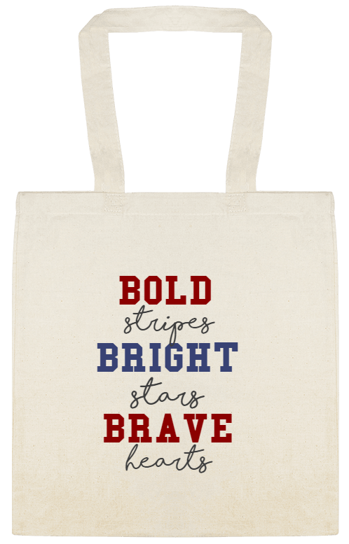 Holidays & Special Events Bold Bright Brave Stripes Stars Hearts Custom Everyday Cotton Tote Bags Style 151252