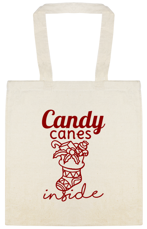 Holidays & Special Events Candy Canes Inside Custom Everyday Cotton Tote Bags Style 145937