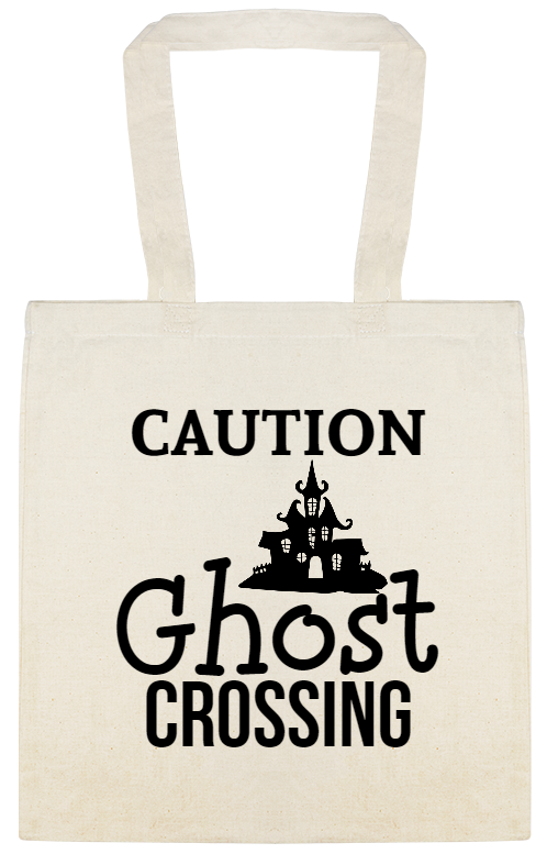 Halloween Caution Ghost Crossing Custom Everyday Cotton Tote Bags Style 143564