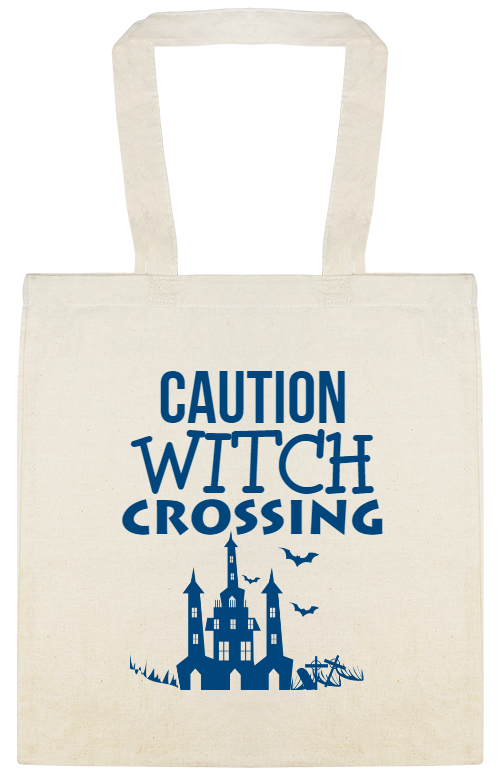 Halloween Caution Witch Crossing Custom Everyday Cotton Tote Bags Style 143556