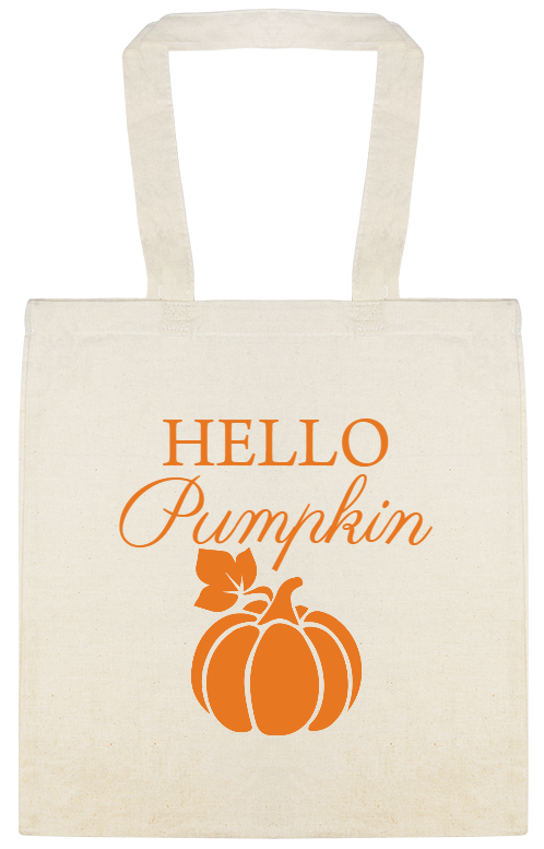 Autumn Fall Hello Pumpkin Custom Everyday Cotton Tote Bags Style 141700