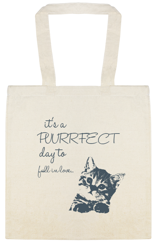 Valentines Its Puurrfect Day To Fall Love Custom Everyday Cotton Tote Bags Style 115556