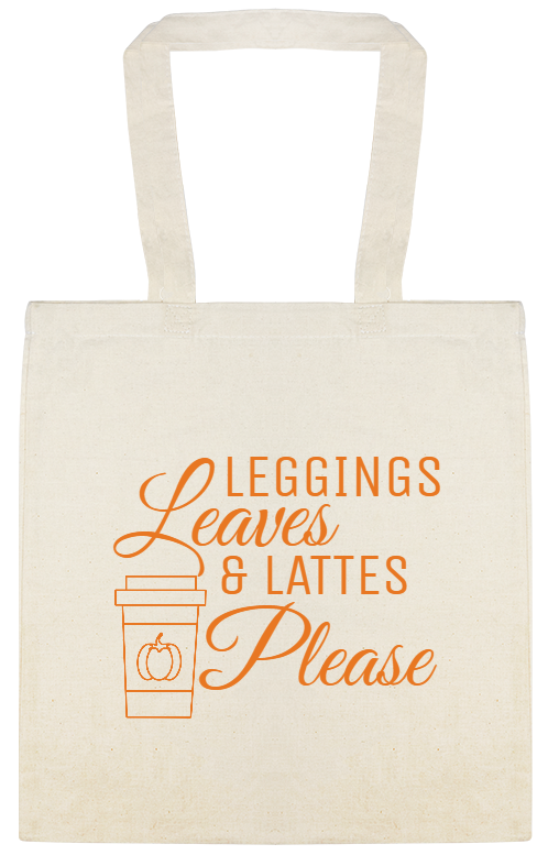 Fall Autumn Season Leggings Leaves Lattes Please Custom Everyday Cotton Tote Bags Style 141946