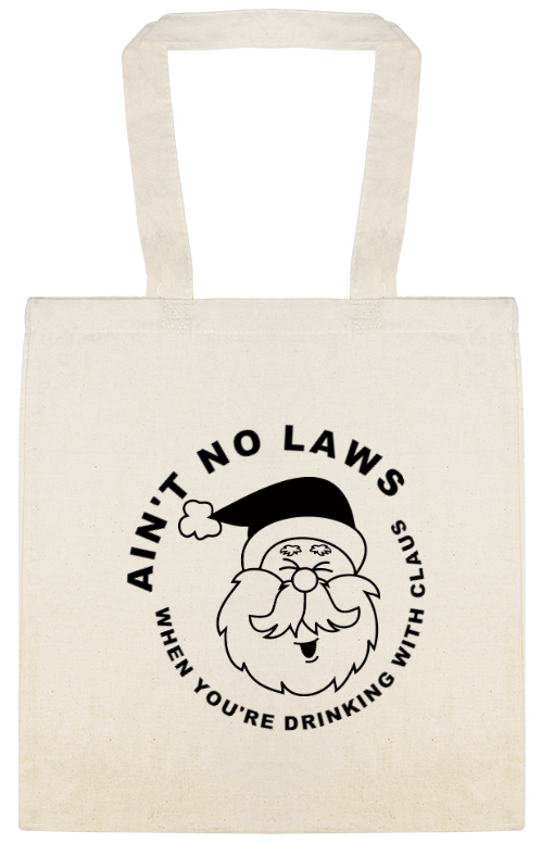 No Laws When Drinking With Claus Custom Everyday Cotton Tote Bags Style 145021