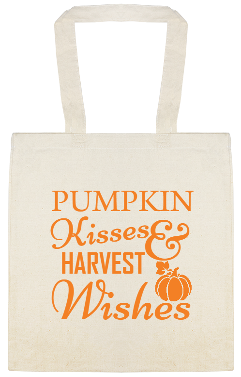 Pumpkin Kisses Harvest Wishes Custom Everyday Cotton Tote Bags Style 141966