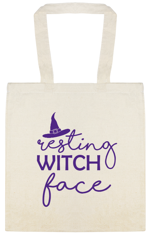 Halloween Resting Witch Face Custom Everyday Cotton Tote Bags Style 142256
