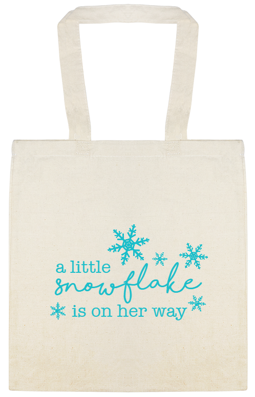 Baby Shower Snowflake Is On Her Way Little Custom Everyday Cotton Tote Bags Style 115065
