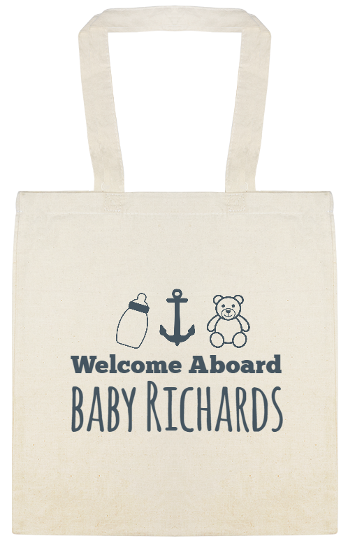 Baby Shower Welcome Aboard Richards Custom Everyday Cotton Tote Bags Style 115068