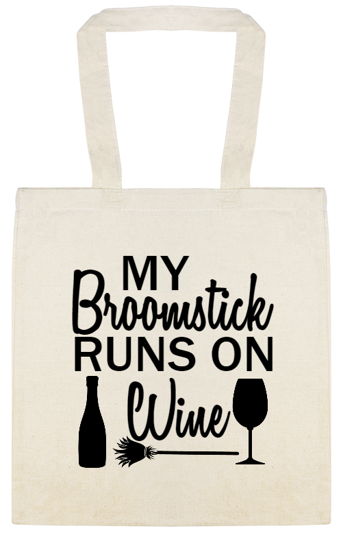 Halloween Wine My Broomstick Runs On Custom Everyday Cotton Tote Bags Style 143118