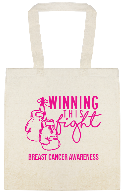Special Events Winning H Fight Breast Cancer Awareness Custom Everyday Cotton Tote Bags Style 124029
