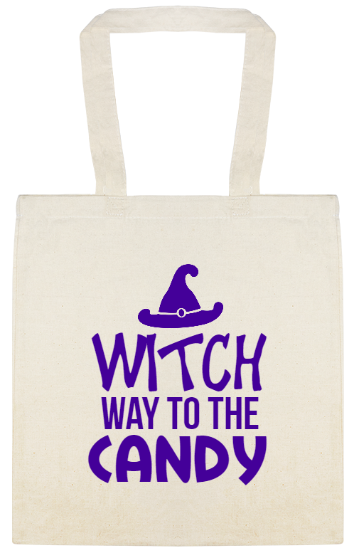 Halloween Witch Way To The Candy Custom Everyday Cotton Tote Bags Style 142687