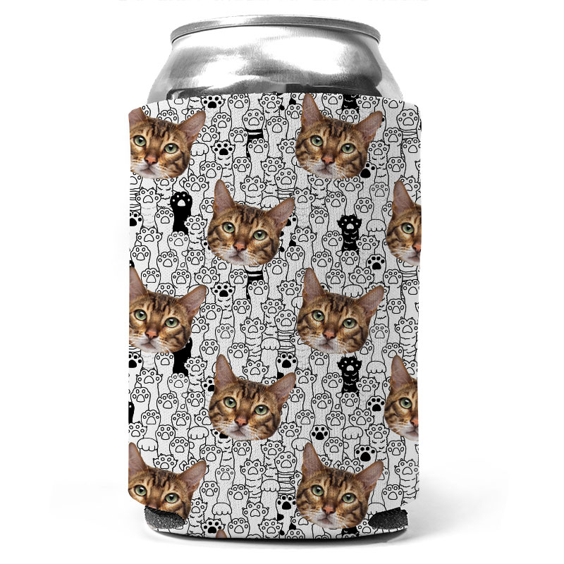 Custom Cat And Paw Collage Can Coolers