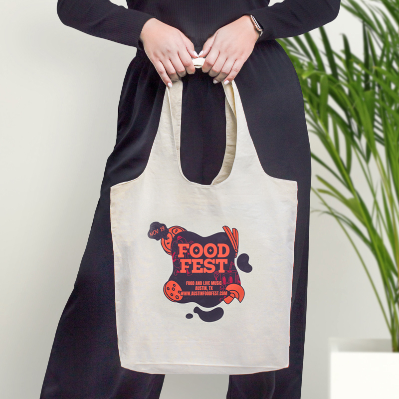 Custom Large Stow N Go Cotton Tote Bags