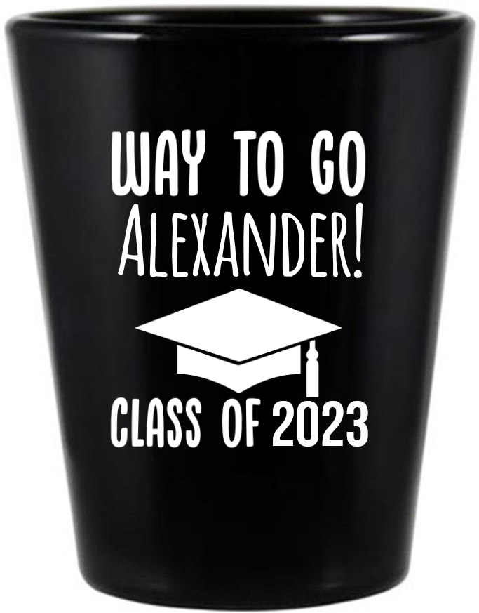 Custom Way To Go Custom Name Graduation Black Shot Glasses