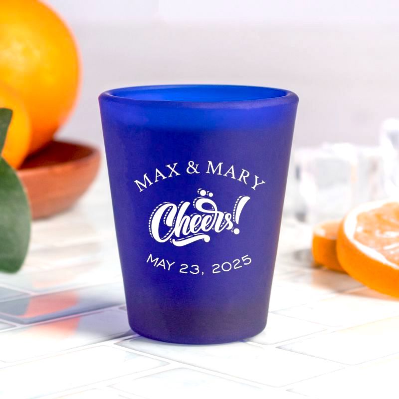 Customized Frosted Blue Shot Glass-
