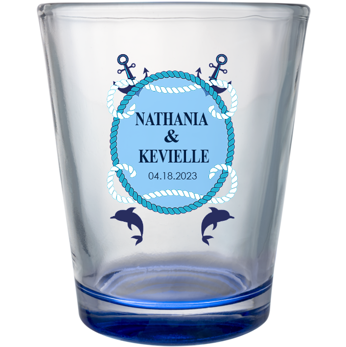 Customized Nautical Beach Wedding Clear Shot Glasses
