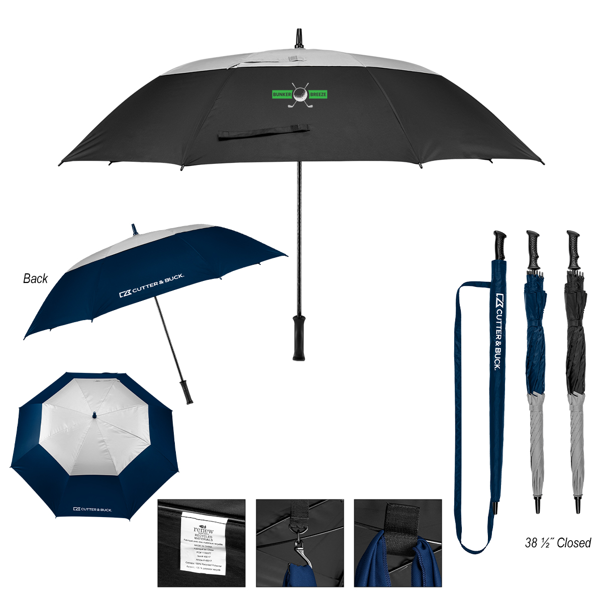 60" Cutter & Buck&reg; Arc RPET Golf Umbrella