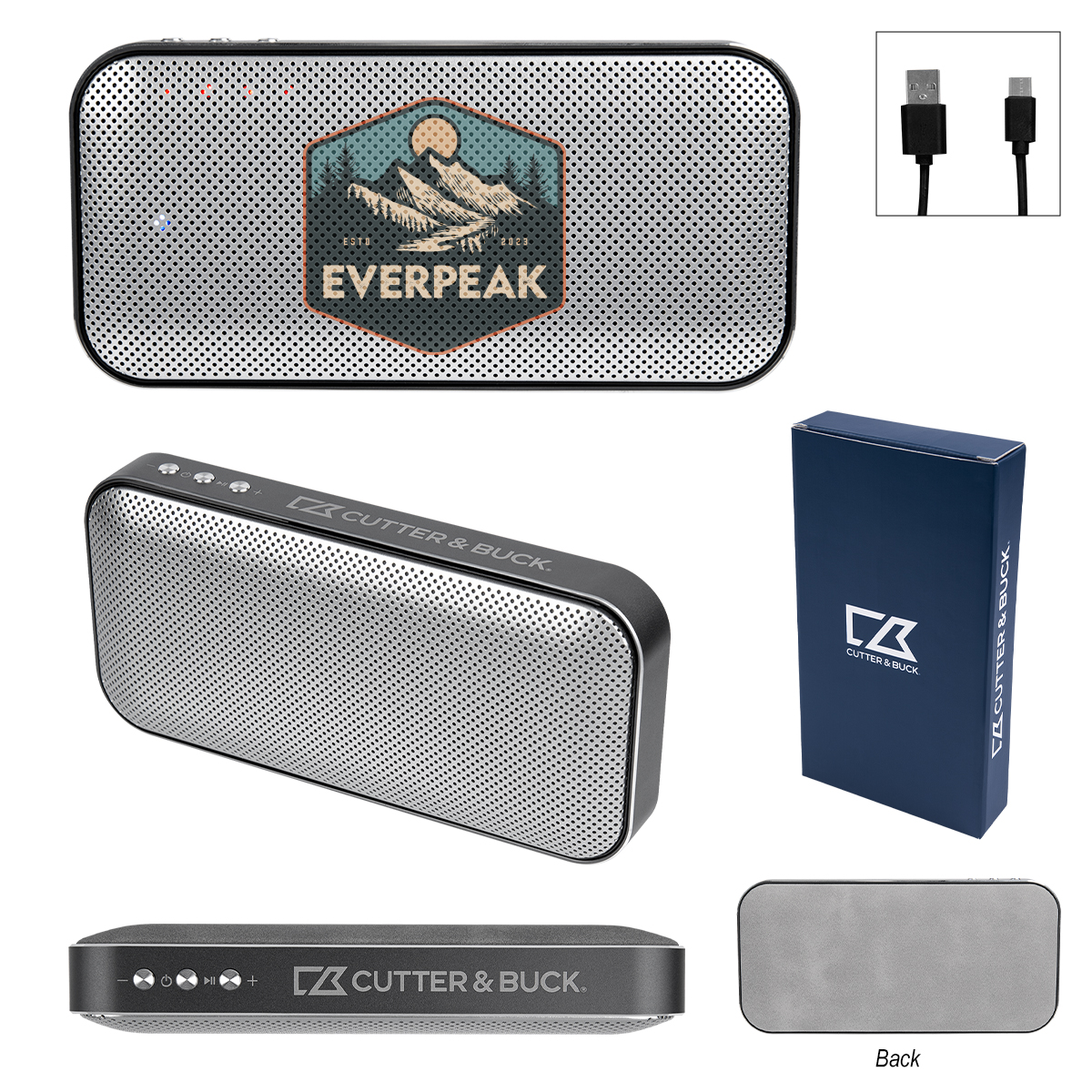 Cutter & Buck&reg; Aluminum Suede Speaker And Power Bank