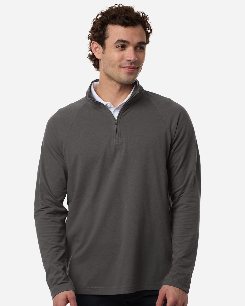 Devon & Jones Men's Seaton Pebble Textured Quarter-Zip Pullover - DG402
