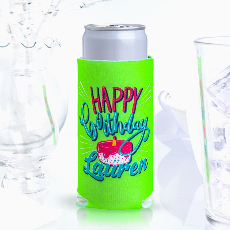 Fluorescent Neon Collapsible SLIM Can Coolers