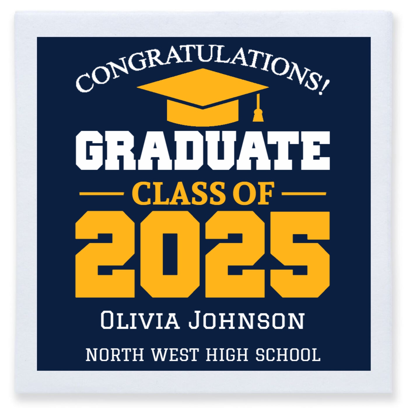Congratulations Graduate Class Of 2025 Full Color 3ply Premium Beverage Napkins Style 172431