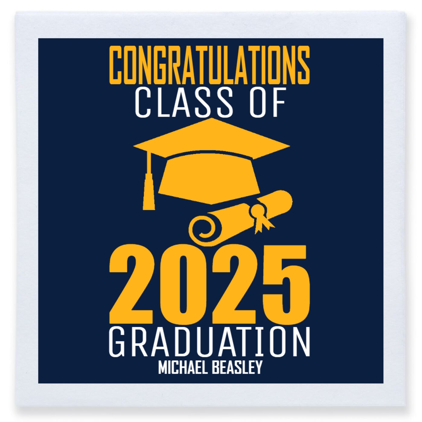 Congratulations Class Of 2025 Graduation Full Color 3ply Premium Beverage Napkins Style 171142