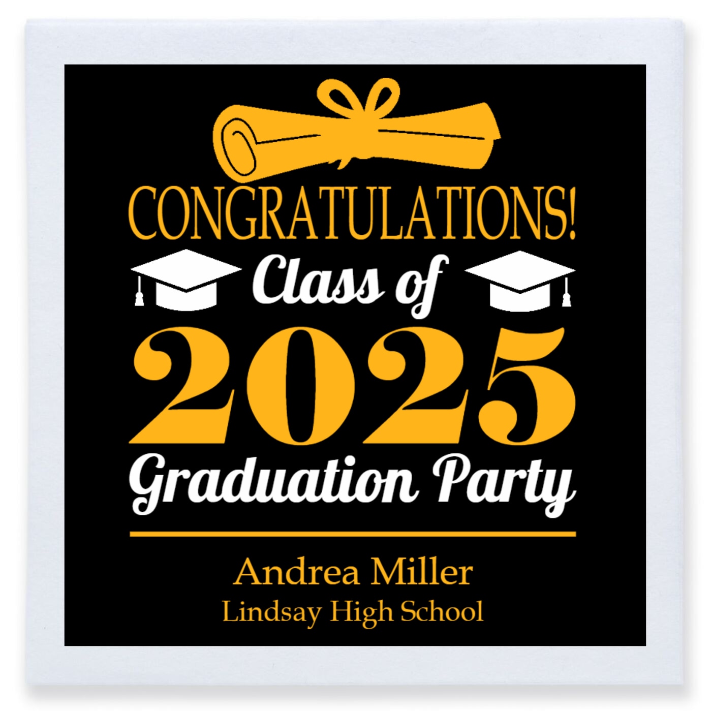 Congratulations Class Of 2025 Graduation Party Full Color 3ply Premium Beverage Napkins Style 172160