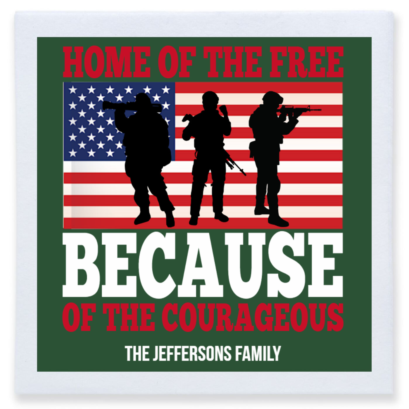 Home Of The Free Because Of The Courageous Full Color 3ply Premium Beverage Napkins Style 173029