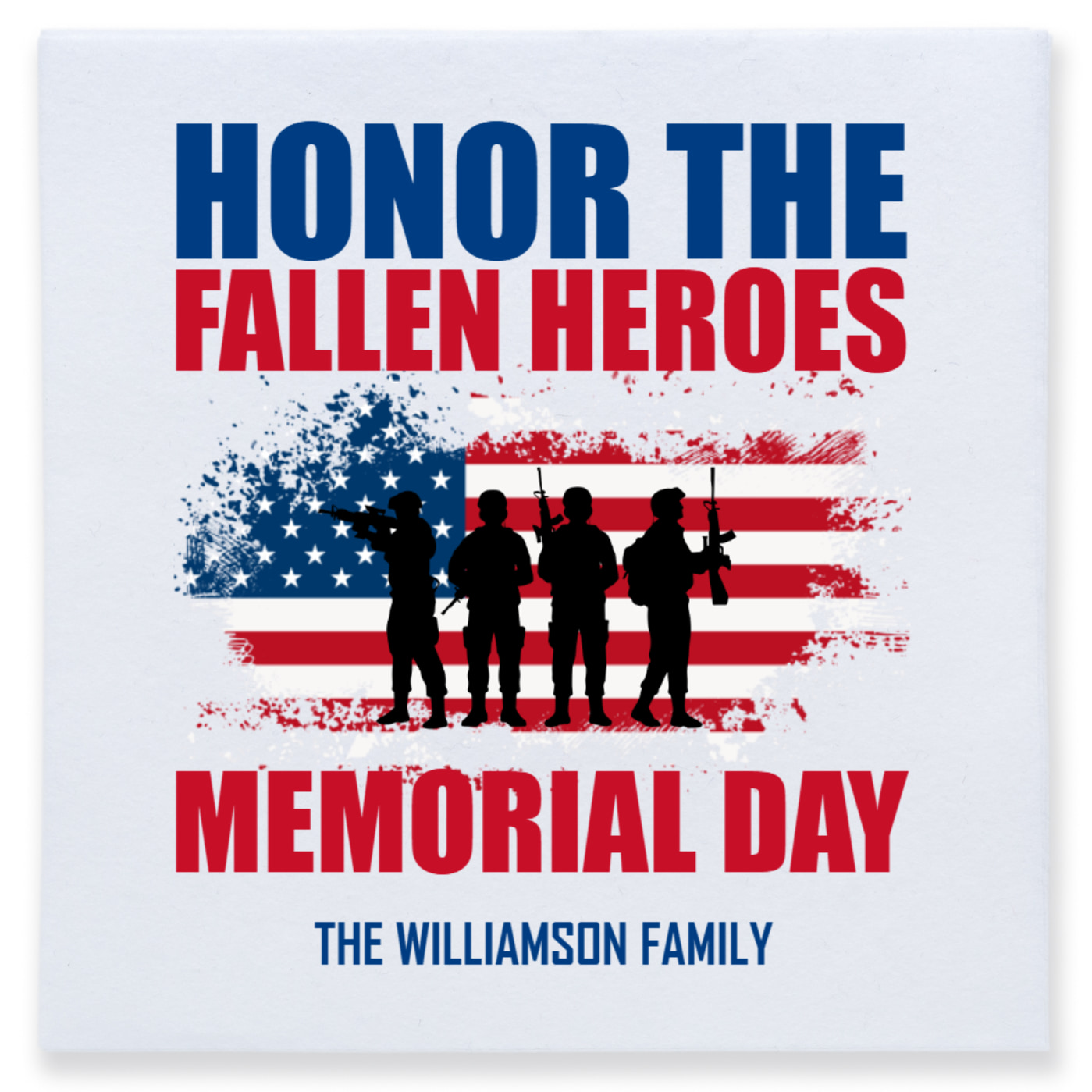 Honor The Fallen Heroes Memorial Day Full Color 3ply Premium Beverage Napkins Style 172800